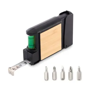 Metro retrattile multifunzione da 3M con dettagli bambù livella e cacciaviti