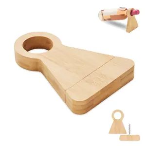 Supporto per bottiglie in bambù con cavatappi integrato