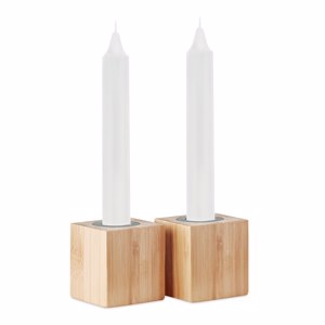 Set di 2 candele per la cena e portacandela in bambù