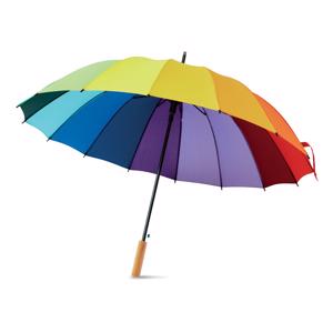 Ombrello arcobaleno con apertura automatica e manico in legno da 27'