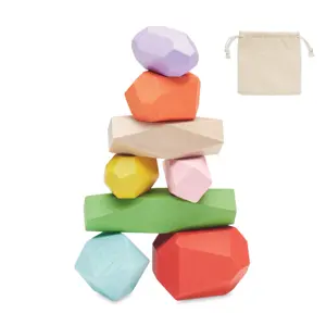 Set di 8 rocce colorate impilabili in legno