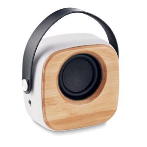 Speaker Wireless Bluetooth 5.0 in ABS e bambù con manico in PU