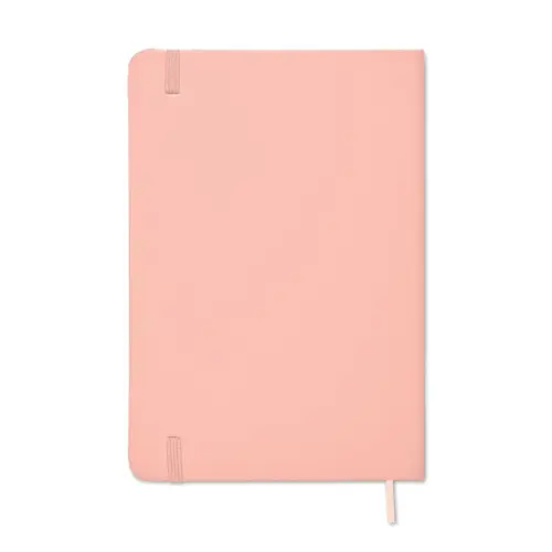 Block notes A5 con copertina rigida in PU e 96 fogli neutri in carta riciclata con elastico e segnalibro in coordinato