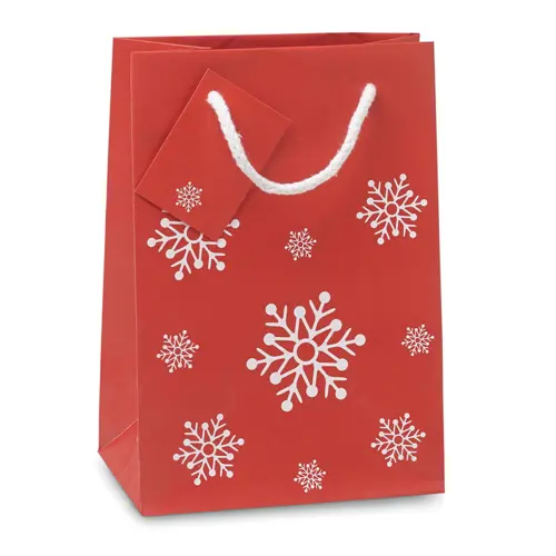 Sacchetto regalo piccolo con stampa fiocchi di neve 16X10X23CM