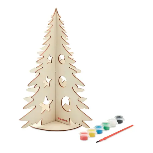 Albero di Natale in legno da colorare include colori e pennello