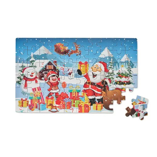 Puzzle natalizio in legno da 60 pezzi in scatola di latta
