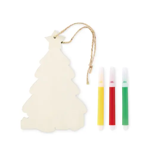 Decorazione a forma Albero di Natale da colorare con pennarelli colorati