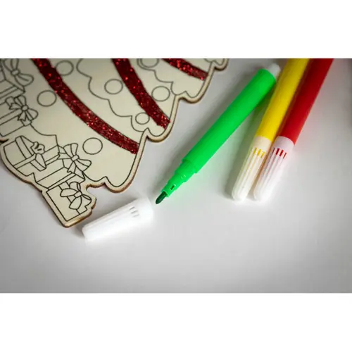 Decorazione a forma Albero di Natale da colorare con pennarelli colorati