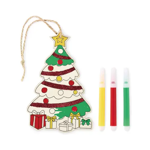 Decorazione a forma Albero di Natale da colorare con pennarelli colorati