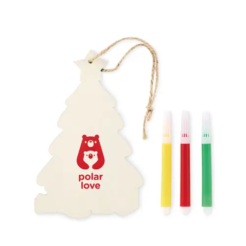 Decorazione a forma Albero di Natale da colorare con pennarelli colorati