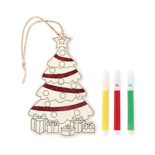 Decorazione a forma Albero di Natale da colorare con pennarelli colorati