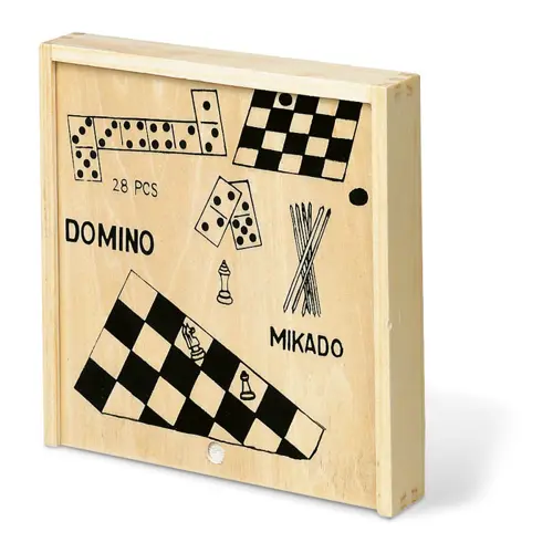 Set giochi 4in1 in legno di scacchi, dadi, mikado e domino