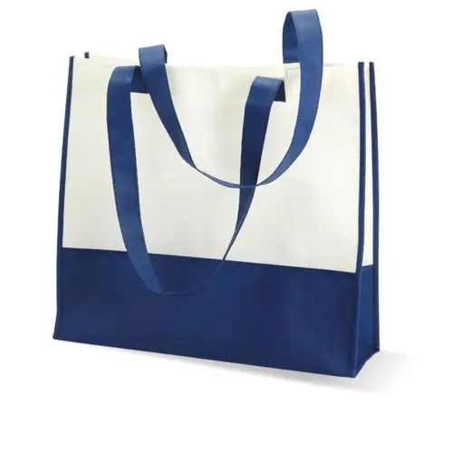 Shopper e borsa da mare in TNT in bicolor con manici lunghi da 80gr 39x12x35cm