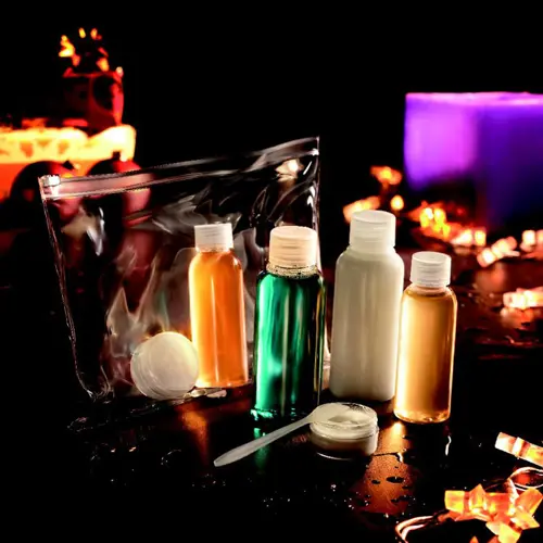 Set da viaggio porta liquidi completo di flaconi e porta lenti a contatto 190x40x160mm