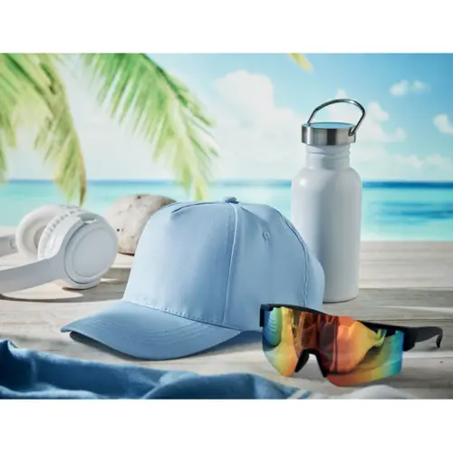 Cappellino con visiera in cotone a 5 pannelli e chiusura in velcro