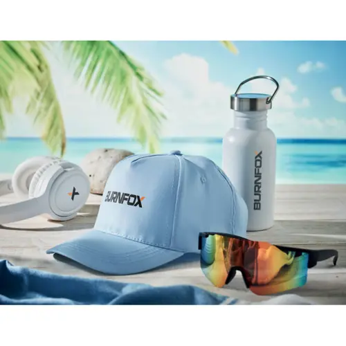 Cappellino con visiera in cotone a 5 pannelli e chiusura in velcro