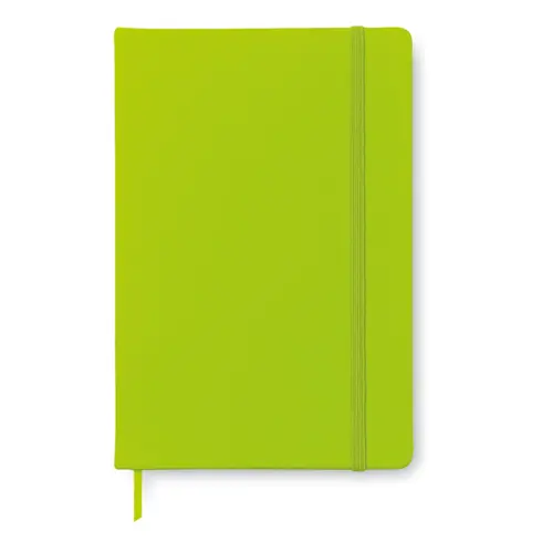 Block Notes A6 con copertina in PU soft touch e 96 pagine a righe con elastico e segnapagine in coordinato