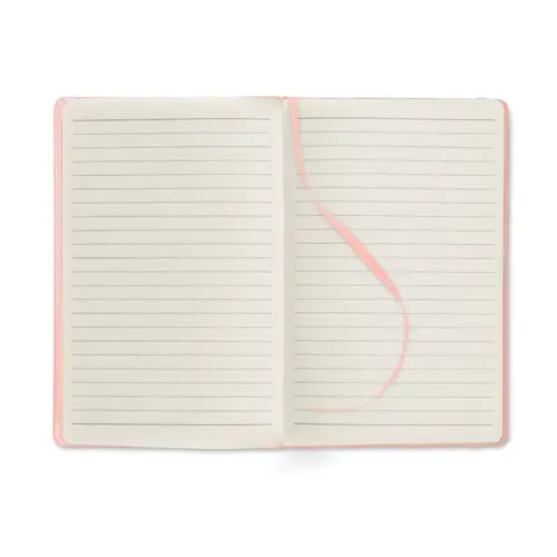 Block notes A5 con copertina rigida in PU e 96 fogli a righe con elastico e segnalibro in coordinato