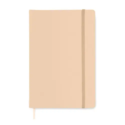 Block notes A5 con copertina rigida in PU e 96 fogli a righe con elastico e segnalibro in coordinato