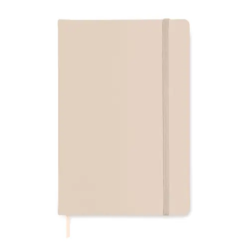 Block notes A5 con copertina rigida in PU e 96 fogli a righe con elastico e segnalibro in coordinato