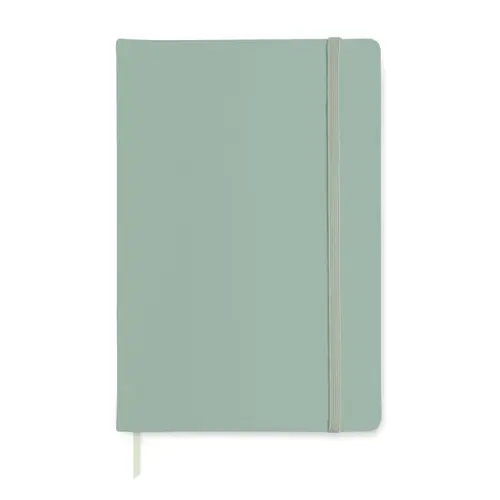 Block notes A5 con copertina rigida in PU e 96 fogli a righe con elastico e segnalibro in coordinato