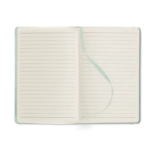 Block notes A5 con copertina rigida in PU e 96 fogli a righe con elastico e segnalibro in coordinato