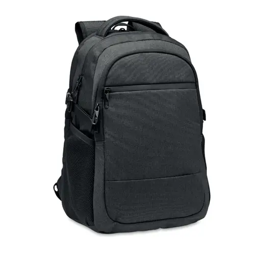 Zaino porta PC da 15" in 600D RPET con spallacci regolabili supporto per trolley schienale imbottito tasche esterne e interne