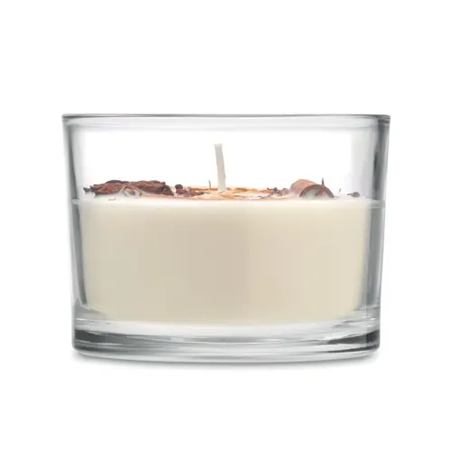 Candela in cera vegetale a base di piante con fiori e frutti secchi da 300gr