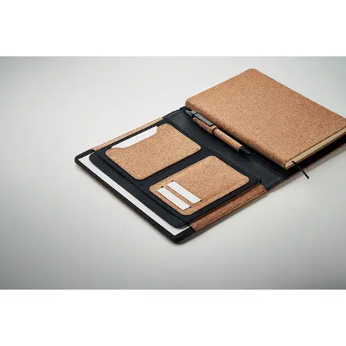 Cartella Porta Documenti in Sughero con Notebook A5 e Penna abbinata