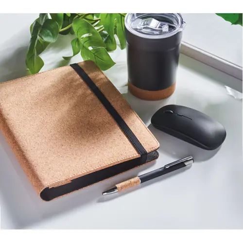 Cartella Porta Documenti in Sughero con Notebook A5 e Penna abbinata