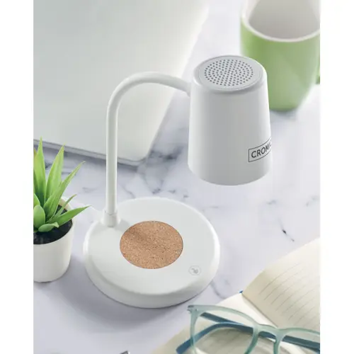 Lampada da ufficio con ricarica wireless e speaker