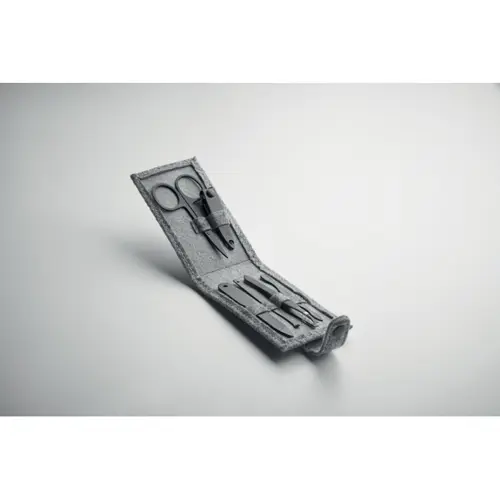 Set manicure da 6 pezzi in acciaio inox con custodia in feltro RPET