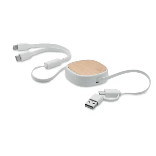 Cavo di ricarica USB retrattile in ABS e bambù