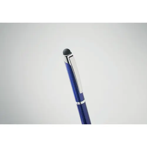 Penna a sfera a rotazione con punta touch in alluminio riciclato e refill blu