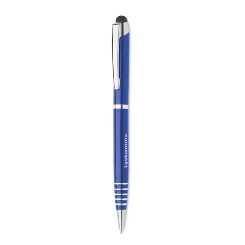 Penna a sfera a rotazione con punta touch in alluminio riciclato e refill blu