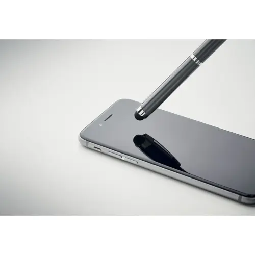 Penna a sfera a rotazione con punta touch in alluminio riciclato e refill blu