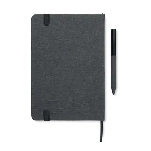 Set regalo composto da borraccia in acciaio inox doppio strato da 500ml con block notes A5 in RPET e penna a sfera