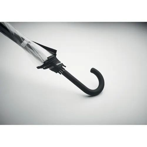 Ombrello con apertura manuale da 23" con manico rifinitura gommata e panelli trasparenti e uno colorato