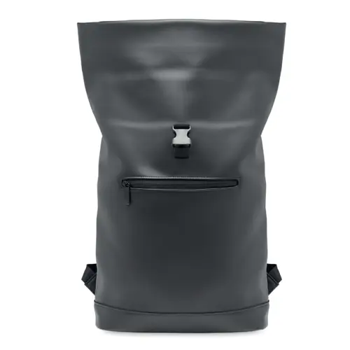 Zaino porta pc 15" rolltop in morbido PU e RPET con schienale imbottito e base rinforzata