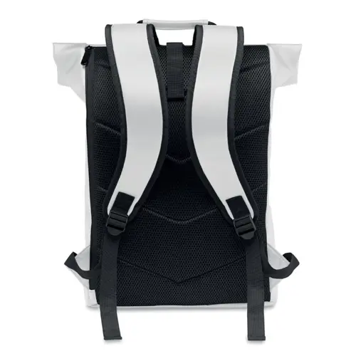Zaino porta pc 15" rolltop in morbido PU e RPET con schienale imbottito e base rinforzata