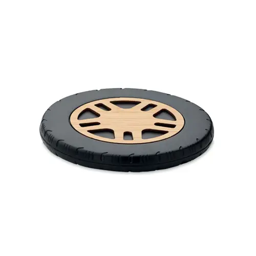 Caricatore wireless in ABS riciclato con top in bambù a forma di pneumatico da 15W