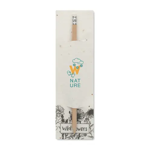 Matita in legno naturale con gomma e astuccio di carta di semi