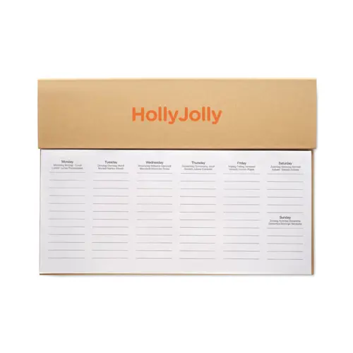 Agenda Planner settimanale da tavolo copertina in carta kraft penna refill blu in cartone righello in legno e blocco note