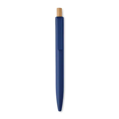 Penna a sfera in ABS riciclato con pulsante in bambù e refill blu