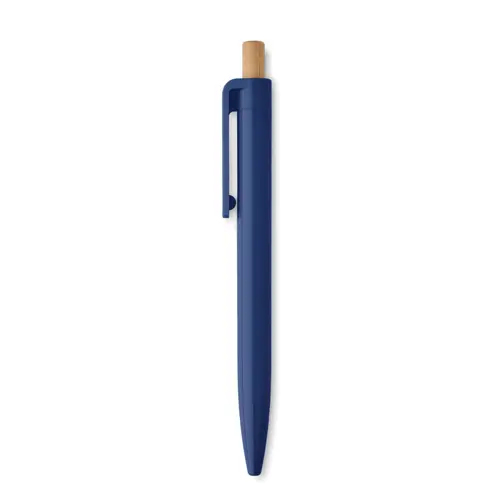 Penna a sfera in ABS riciclato con pulsante in bambù e refill blu