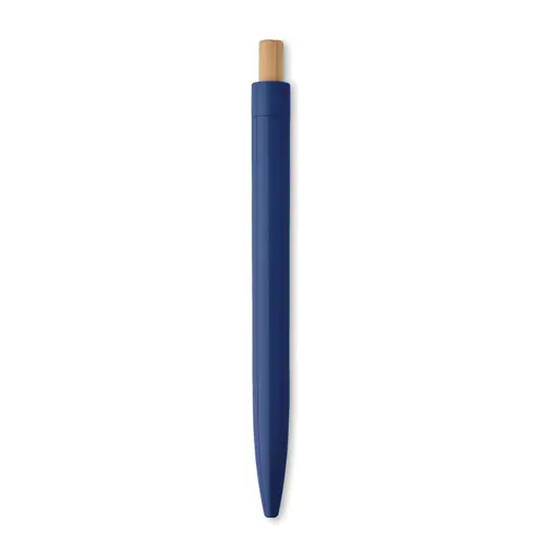Penna a sfera in ABS riciclato con pulsante in bambù e refill blu