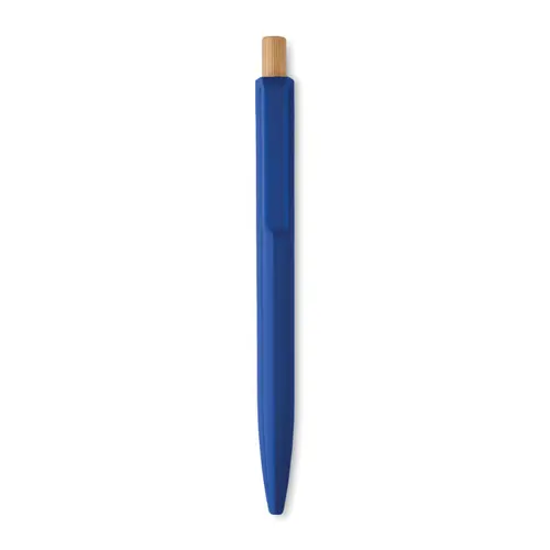 Penna a sfera in ABS riciclato con pulsante in bambù e refill blu