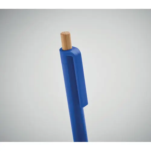 Penna a sfera in ABS riciclato con pulsante in bambù e refill blu