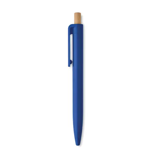 Penna a sfera in ABS riciclato con pulsante in bambù e refill blu