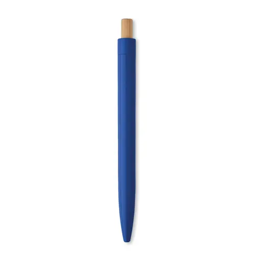 Penna a sfera in ABS riciclato con pulsante in bambù e refill blu